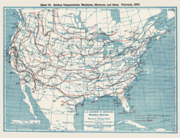 Temperature map of the United States during the storm Great Blizzard of 1899 temperature map.gif