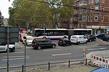 Gridlock on Kaiser-Friedrich-Ring, Wiesbaden, Germany. Vehicles on three lanes blocking each others way. Gridlock (Wiesbaden, Germany).jpg