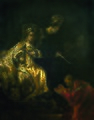Haman bittet Ester um Gnade, 1635/1660, Öl auf Leinwand, 234,8 × 187,5 cm, Muzeul Național de Artă al României, Bukarest