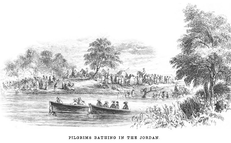 Pilgrims bathing in the Jordan river.