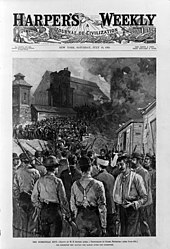 Pinkerton men leave the barges after their surrender during the Homestead strike Homestead riot harpers 3c26046v.jpg