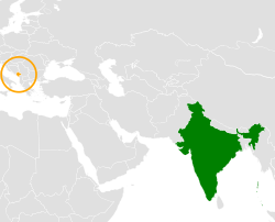 Карта с указанием местоположения Индии и Черногории