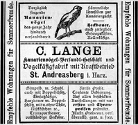 Kanarienvögel-Versandt-Geschäft C. Lange[3]