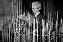 John Kendrew with model of myoglobin in progress KendrewMyoglobin.jpg