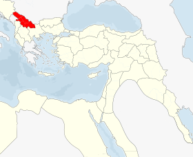Kosova Vilayeti harita üzerinde