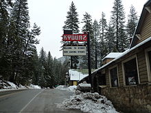 The town as seen heading eastbound on US-50