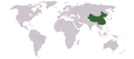 A map showing the location of China