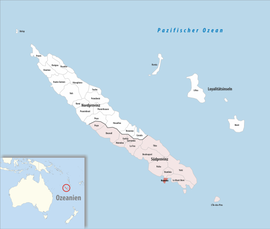 Location of the commune (in red) within New Caledonia