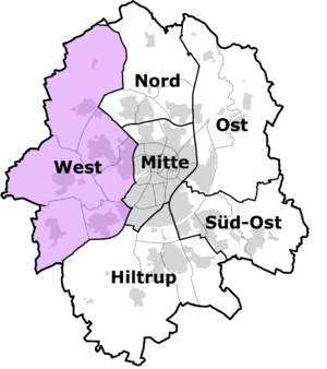 Lage des Bezirks West in Münster