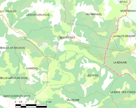 Mapa obce Beaurières
