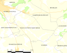 Mapa obce Trizay-Coutretot-Saint-Serge