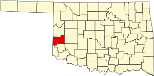 Карта Оклахомы с выделением округа Бекхэм
