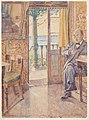 Tom Petersen, siddende i en veranda (Maler Tom Petersen, sitzend auf einer Veranda), 1919