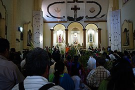 Misa de Domingo de Ramos en Tlanchinol.
