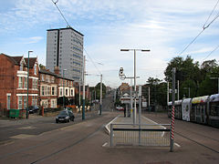 The tram stop looking north