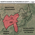 Un mapa del estado destacando su ubicación junto a otros estados, como el Gobierno autónomo de Chahar del sur.