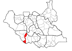 Location of Nzara County in South Sudan