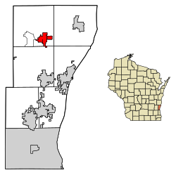 Location of Fredonia in Ozaukee County, Wisconsin.