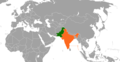 Incorrect Map showing locations of India and Pakistan