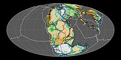 Карта континентов в начале юры (200 млн лет назад)