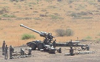 G5 howitzer on range