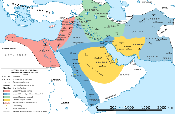 Second Fitna Territorial Control Map ca 686