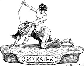 Sokrates, representação alternativa do conto de Fílis e Aristóteles, feita por Julio Ruelas em 1902