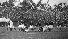 The Big Game between Stanford and Cal was played as rugby union from 1906 to 1914. Stanford Field.png