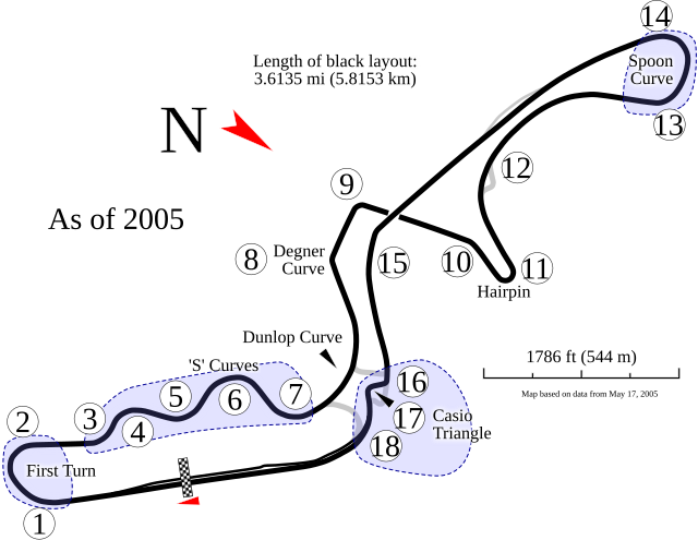 Layout of the Suzuka International Racing Course