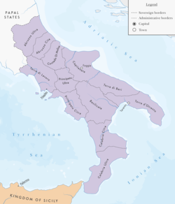 Napolin kuningaskunta vuonna 1454.