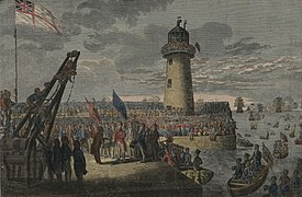 George IV, at Holyhead, August 1821 with lighthouse