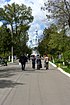 The main alley of the Second Christian Cementery in Odessa, view from the Main Gate to the Church of St Dmitriy Rostovskiy