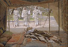 Abraham and the Three Angels, watercolor by James Tissot, c. 1896-1902 Tissot Abraham and the Three Angels.jpg