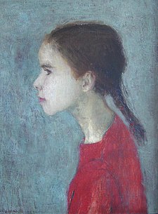 „Portrét dívky“ - obraz Věry Frömlové (ukázka její volné tvorby)