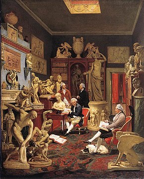 Charles Towneley in his sculpture gallery; by Johann Zoffany; 1782; oil on canvas; height: 127 cm, width: 102 cm; Towneley Hall Art Gallery and Museum, Burnley, UK Zoffani, Johann - Charles Towneley in his Sculpture Gallery - 1782.jpg