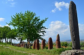 Вишапы, стоящие на руинах Мецаморского городища