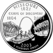 Revers du State Quarter du Missouri avec une représentation de l'arche.