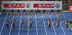 Das 100-Meter-Finale kurz nach dem Start