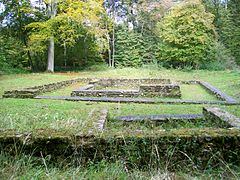 Vue d'ensemble des vestiges du temple gallo-romain.