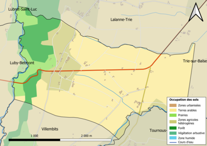 Carte en couleurs présentant l'occupation des sols.