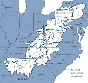 Map of the Appalachian Development Highway System