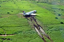 Una avión de pasajeros accidentado