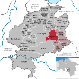 Läget för kommunen Apelern i Landkreis Schaumburg