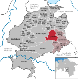 Lage der Gemeinde Apelern im Landkreis Schaumburg (anklickbare Karte)