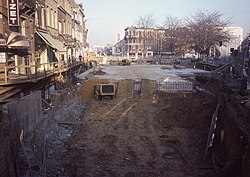 Bouw van het metrostation in 1986.