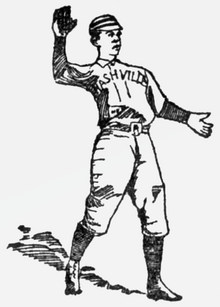 A black and white illustration of a baseball player, hand raised, waiting to catch a ball