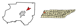 Location of Newbern in Dyer County, Tennessee.