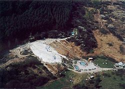 Aerial view of hot springs and spa complex