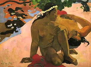 Paul Gauguin, Eh quoi, tu es jalouse? (No te aha ’oe fe’i’i?, 1892), Moscou, musée Pouchkine.