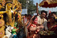 The Durga Puja celebrated in Kolkata Farewell Ritual - Durga Idol Immersion Ceremony - Baja Kadamtala Ghat - Kolkata 2012-10-24 1458.JPG